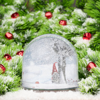 SNOW GLOBE VINTAGE GNOME IN SNOW MERRY CHRISTMAS SNEEUWBOL