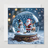 Snow Globe with Snowman and Santa Christmas Feestdagenkaart (Voorkant)