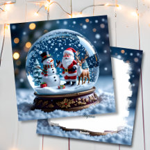 Snow Globe with Snowman and Santa Christmas