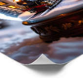 Snow globe with  Vintage Train and Village Poster (Hoek)