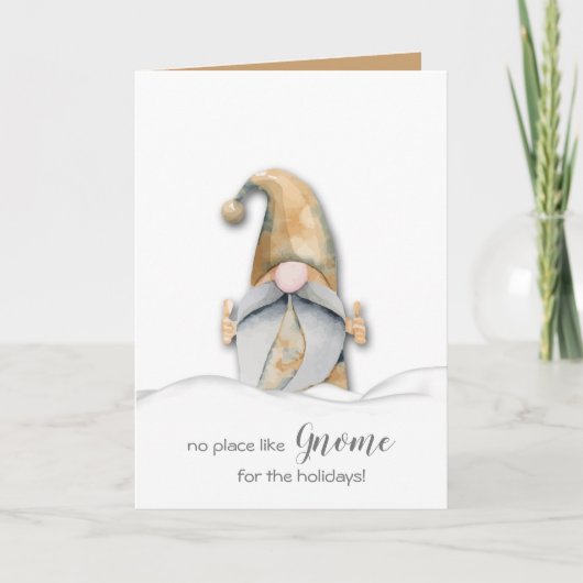 Snow Gnome kerst afgerond Feestdagen Kaart (Voorkant)