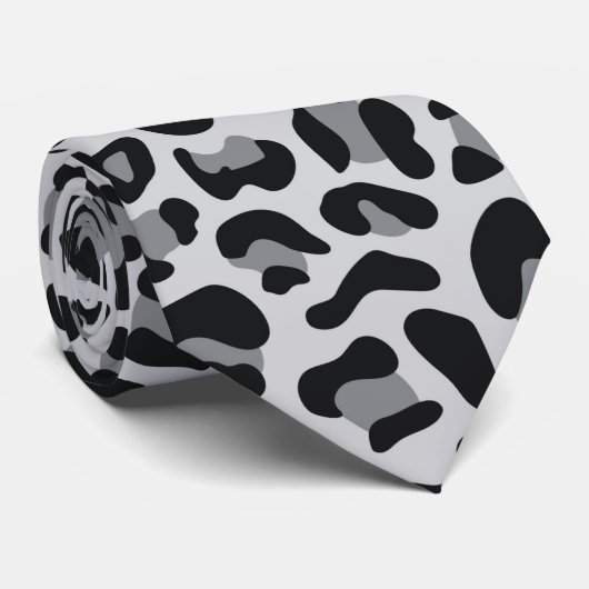 Snow Grey Leopard Print Groomsmen Punk bruiloft Stropdas (Opgerold)