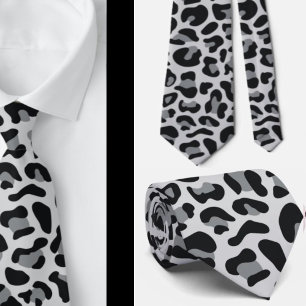 Snow Grey Leopard Print Groomsmen Punk bruiloft Stropdas