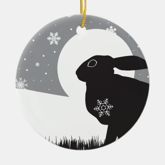 SNOW HARE KERAMISCH ORNAMENT (Voorkant)