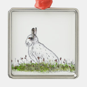 Snow Hare Metalen Ornament