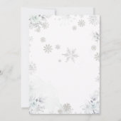 Snow In Love Blue Bow Silver Snowflake Birthday Kaart (Achterkant)