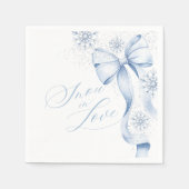 Snow in Love Blue Bow Winter Vrijgezellenfeest Ser Servet (Voorkant)