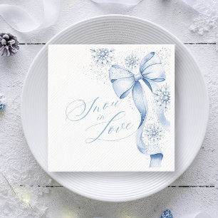 Snow in Love Blue Bow Winter Vrijgezellenfeest Ser Servet