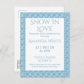 Snow In Love Blue Snowflake Bridal Shower  Uitnodiging Briefkaart (Voorkant / Achterkant)