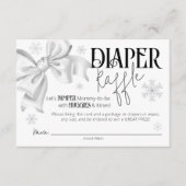 Snow In Love Bow Winter Baby Shower Diaper Raffle Informatiekaartje (Voorkant)