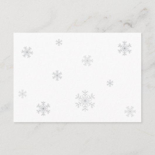 Snow In Love Bow Winter Baby Shower Diaper Raffle Informatiekaartje (Achterkant)