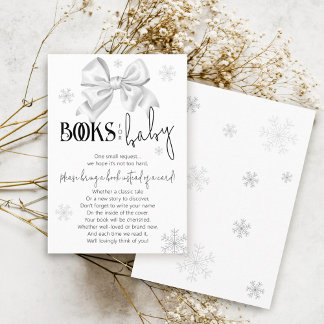 Snow In Love Bow Winter Books for Baby Shower Informatiekaartje