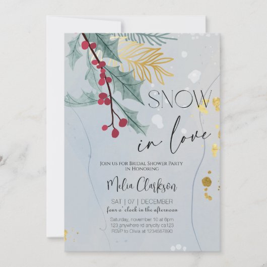 Snow in Love | Christmas Bridal Shower Party Kaart (Voorkant)