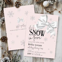 Snow In Love Modern Bow Pink Winter Bridal Shower Kaart
