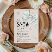 Snow In Love Modern Bow Pink Winter Bridal Shower Kaart
