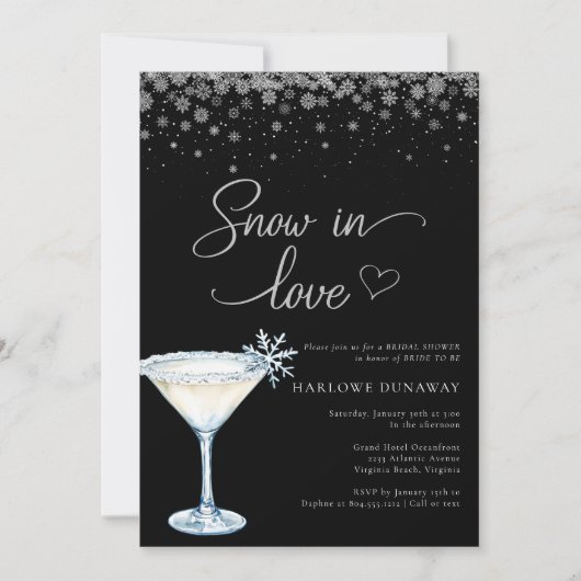 Snow in Love Modern Snowflake Bridal Shower  Kaart (Voorkant)