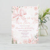 Snow In Love Pink Bow Floral Christmas Birthday Kaart (Staand voorkant)