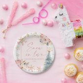 Snow In Love Pink Snowflake Winter Vrijgezellenfee Papieren Bordje (Feest)