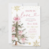 Snow in Love Pink Winter Bridal Shower Kaart (Voorkant)