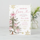 Snow in Love Pink Winter Bridal Shower Kaart (Staand voorkant)