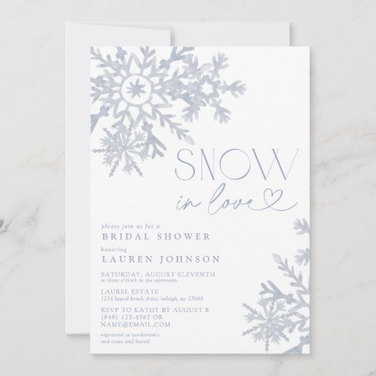 Snow in Love QR Snowflake Winter Vrijgezellenfeest Kaart (Voorkant)