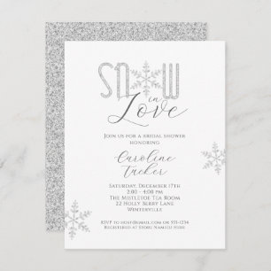 Snow in Love Silver Sneeuwvlokken Vrijgezellenfees Kaart