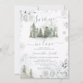 Snow In Love Silver Winter Pine Tree Bridal Shower Kaart (Voorkant)