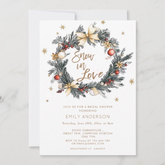 Snow In Love Snowflakes Bruids Douche Uitnodiging (Voorkant)
