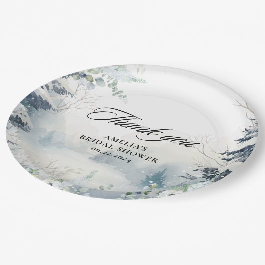 Snow in love stoffig blauw Winter Vrijgezellenfees Papieren Bordje (Gekanteld)