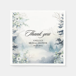 Snow in love stoffig blauw Winter Vrijgezellenfees Servet