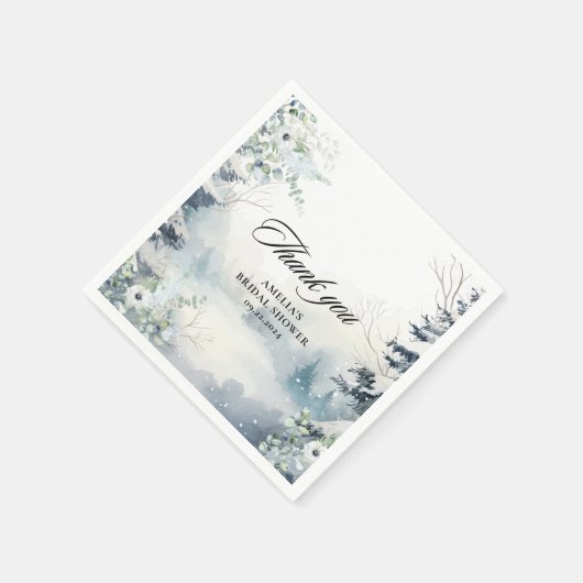 Snow in love stoffig blauw Winter Vrijgezellenfees Servet (Hoek)