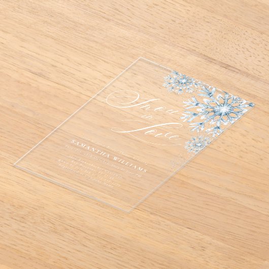 Snow in Love Vrijgezellenfeest Acryl Uitnodiging (Laagn)