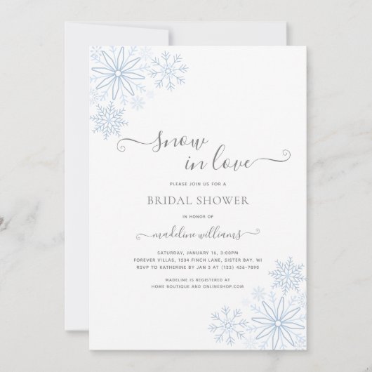 Snow in Love Vrijgezellenfeest Kaart (Voorkant)