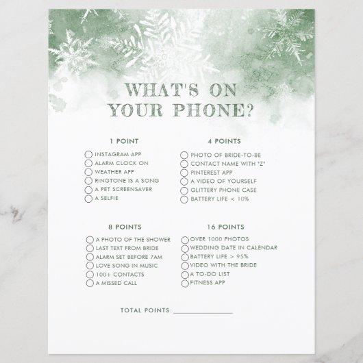 Snow in Love What On Your Phone Vrijgezellenfeest  (Voorkant)