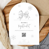 Snow In Love White Bow Baby Shower Winter Arch QR Kaart
