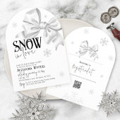 Snow In Love White Bow Baby Shower Winter Arch QR Kaart