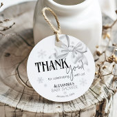 Snow In Love White Bow Elegant Winter Baby Shower Bedankjes Labels