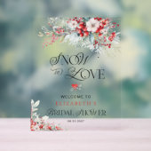 Snow In Love Winter Floral Vrijgezellenfeest Welko Acryl Bord (Neutraal)