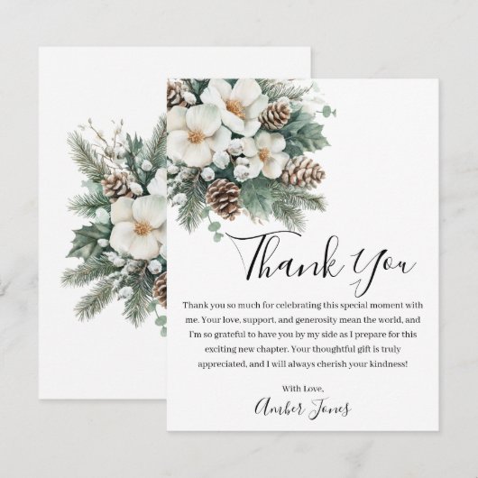 Snow In Love Winter Vrijgezellenfeest - Dank je we Bedankkaart (Voorkant / Achterkant)