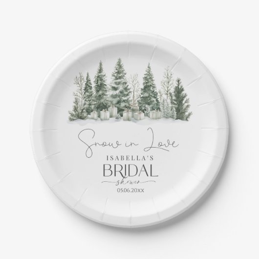 Snow In Love Winter Vrijgezellenfeest Papieren Bordje (Voorkant)