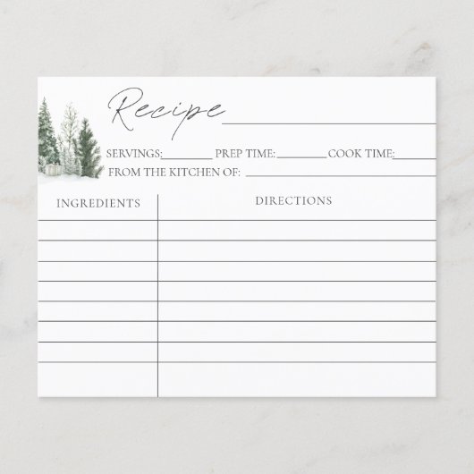 Snow In Love Winter Vrijgezellenfeest Recept Kaart (Voorkant)