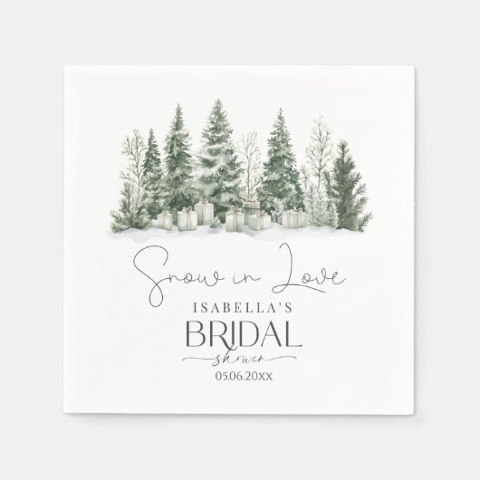 Snow In Love Winter Vrijgezellenfeest Servet (Voorkant)
