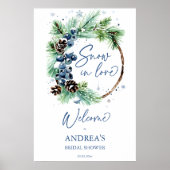 Snow in love winter vrijgezellenfeest welkomstbord poster (Voorkant)