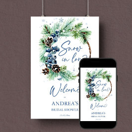 Snow in love winter vrijgezellenfeest welkomstbord poster