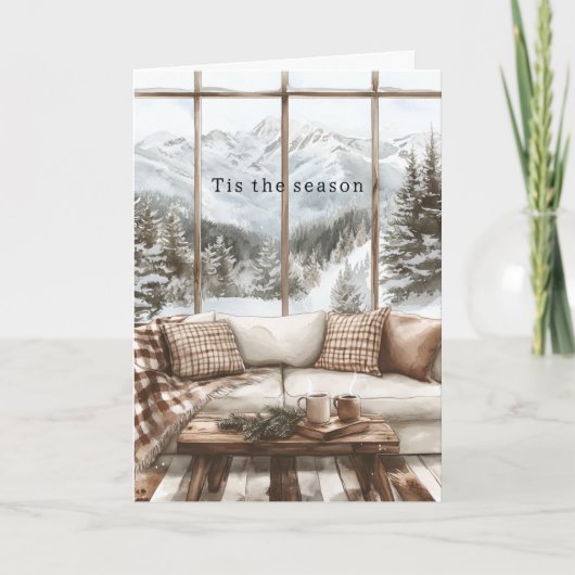 Snow in Window Christmas Kaart (Voorkant)