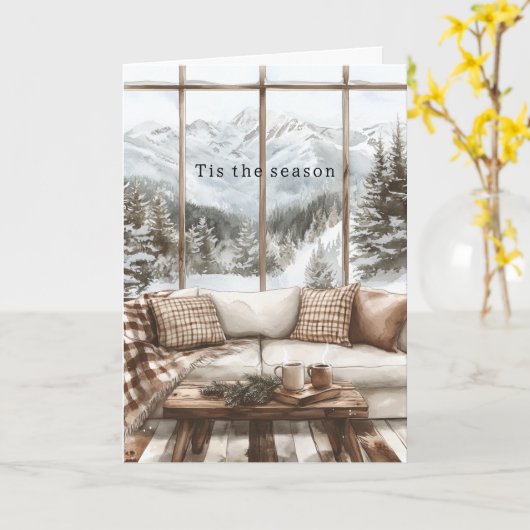 Snow in Window Christmas Kaart (Gele Bloem)