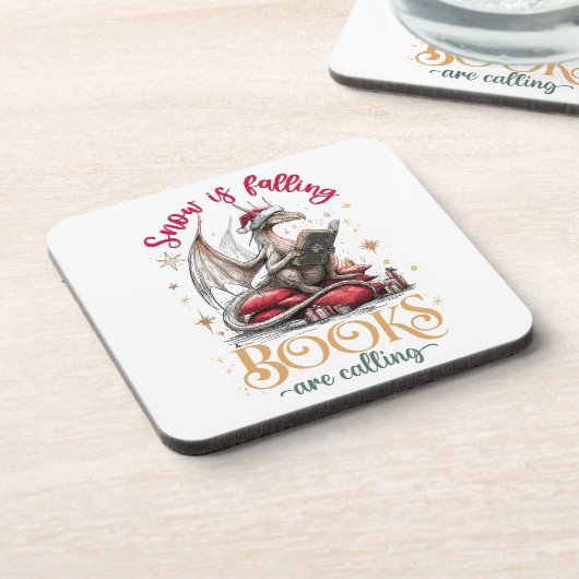 Snow Is Falling, Books Are Calling  Bier Onderzetter (Linkerzijde)