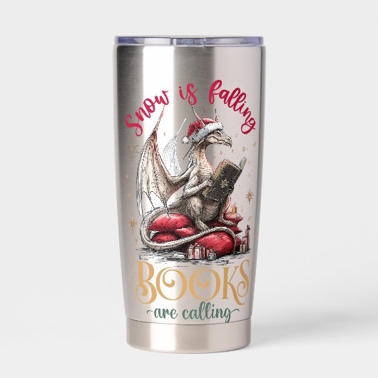 Snow Is Falling, Books Are Calling Geïsoleerde Drinkbeker (Achterkant)