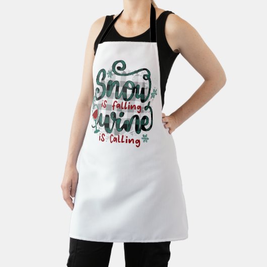 Snow is Falling Wine is Calling Christmas Apron Schort (Insitu)