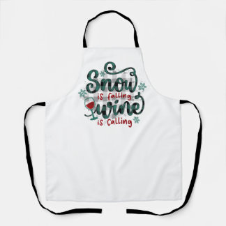 Snow is Falling Wine is Calling Christmas Apron Schort